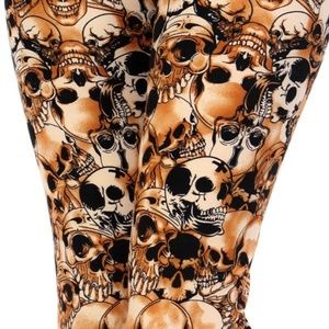 Womens Brown Skeleton Bones Halloween Leggings
